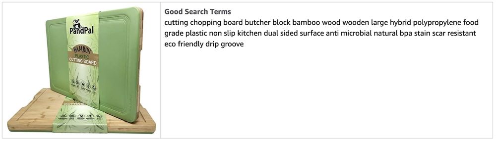 Good search terms example from Amazon