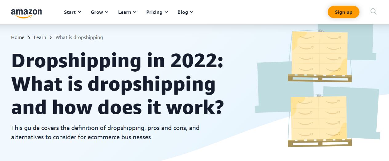 Amazon dropshipping rehberi sayfası