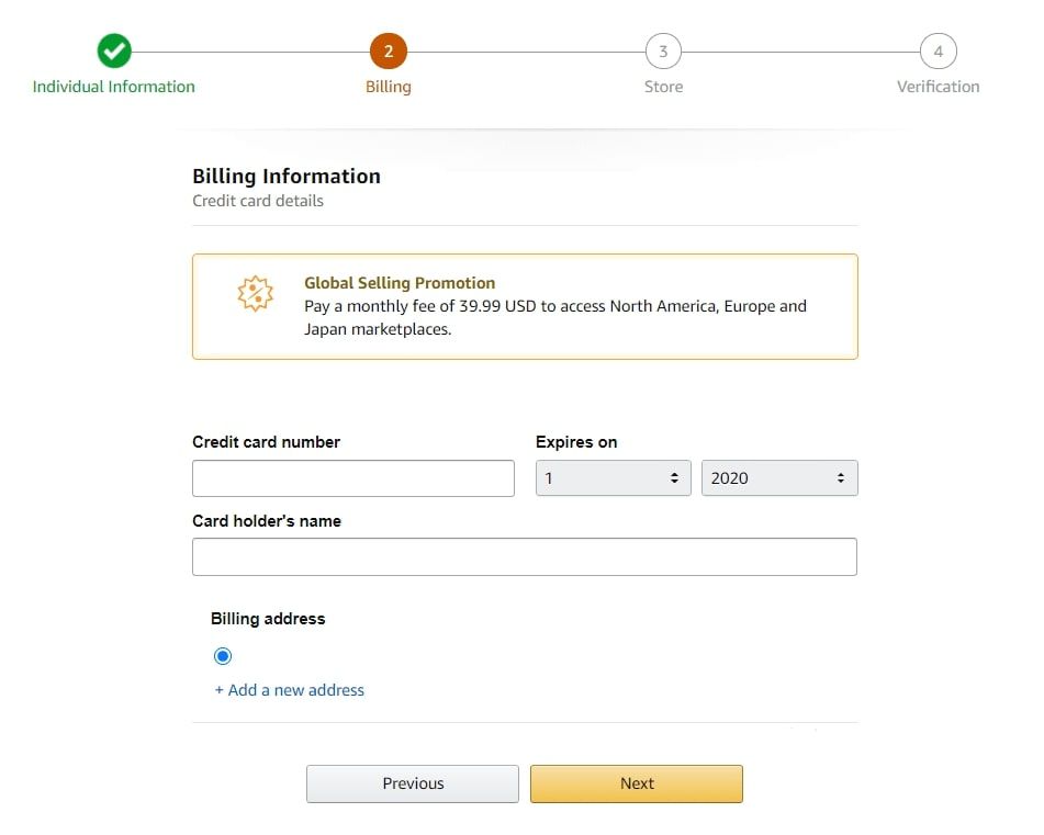 Registering Amazon Seller Account. Step 6