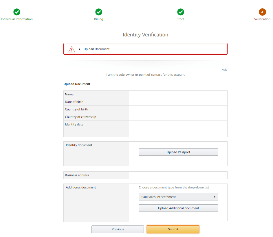 Registering Amazon Seller Account. Step 8