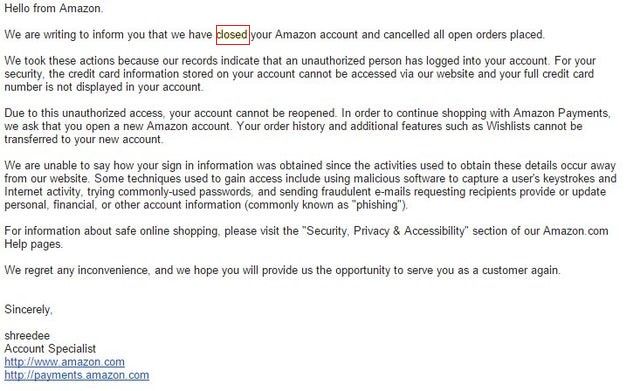 Amazon account banned example