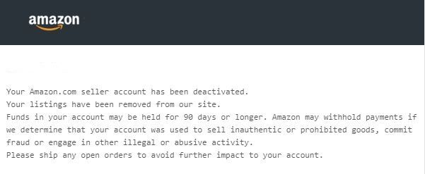 Amazon account deactivated example