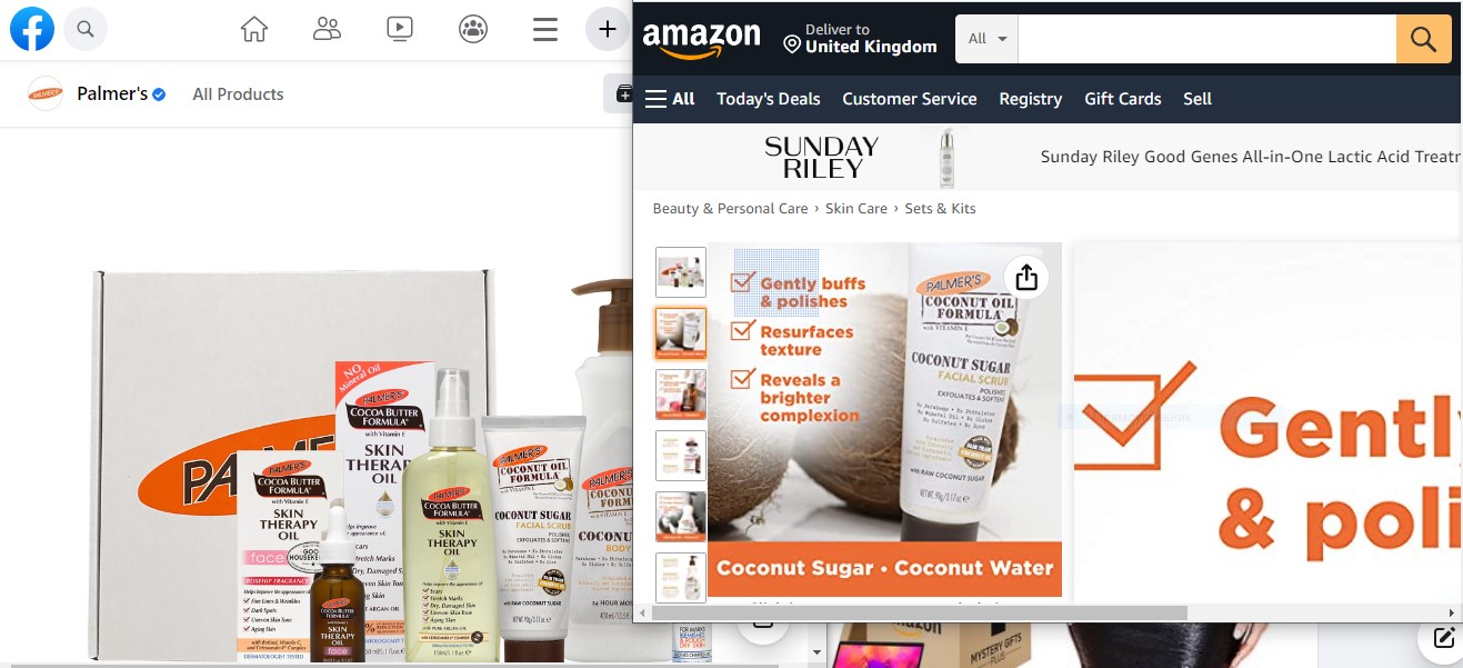 Example of Amazon Facebook ads linked to Amazon listing