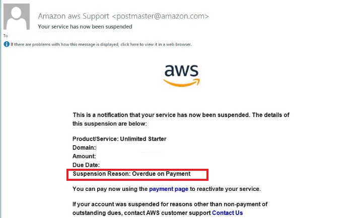 Example of Amazon phishing