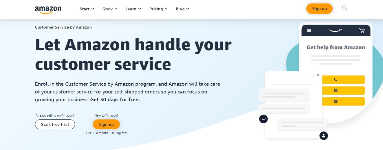 Kundenservice von Amazon-Seite