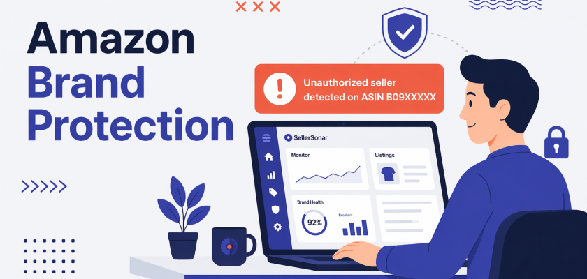 Amazon seller receiving hijacker alert on SellerSonar dashboard
