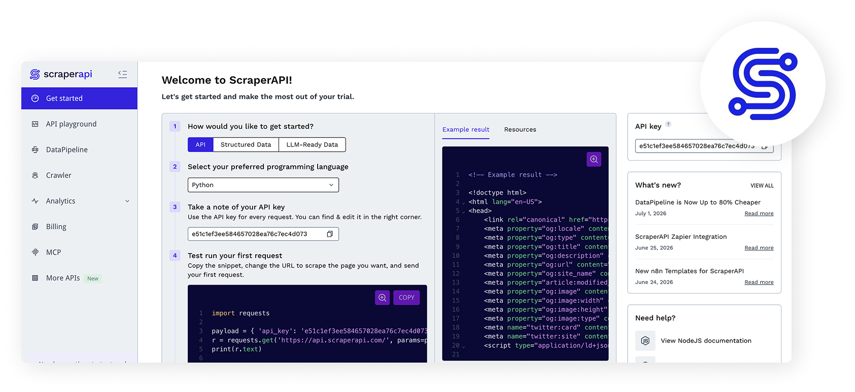 Scraper Data API Dashboard