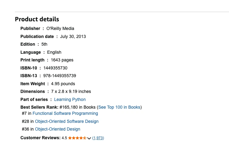 Best Sellers Rank in an Amazon listing's Product details table, showing one top-level rank and three subcategory ranks