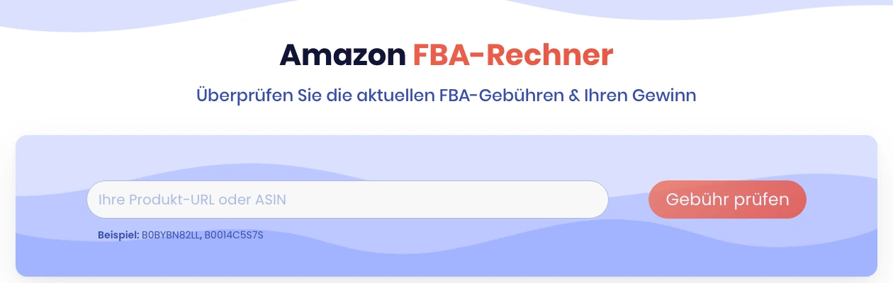 SellerSonar Amazon FBA-Rechner, Eingabe von Produkt-URL oder ASIN