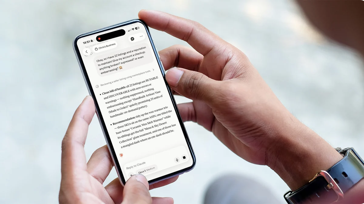 Seller Assistant beantwortet in der Claude-App über das Amazon Selling Partner Plugin eine Frage zu einem Listing