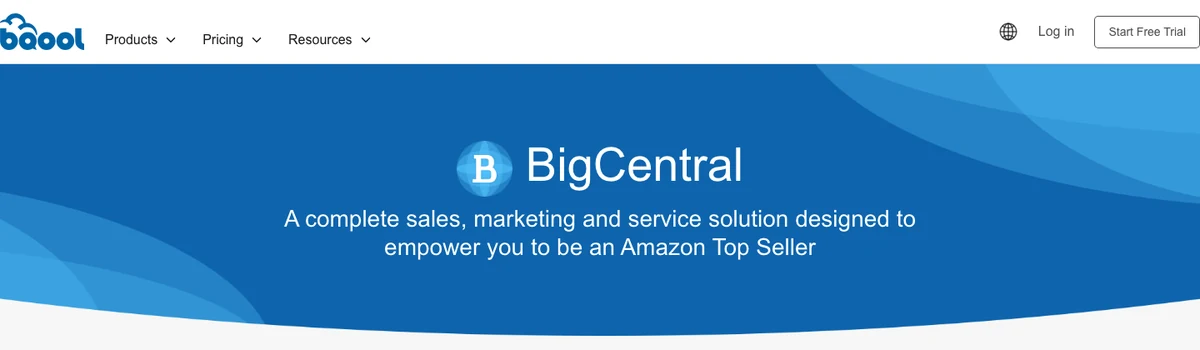 BQool BigCentral homepage showing its Amazon sales, marketing and service suite