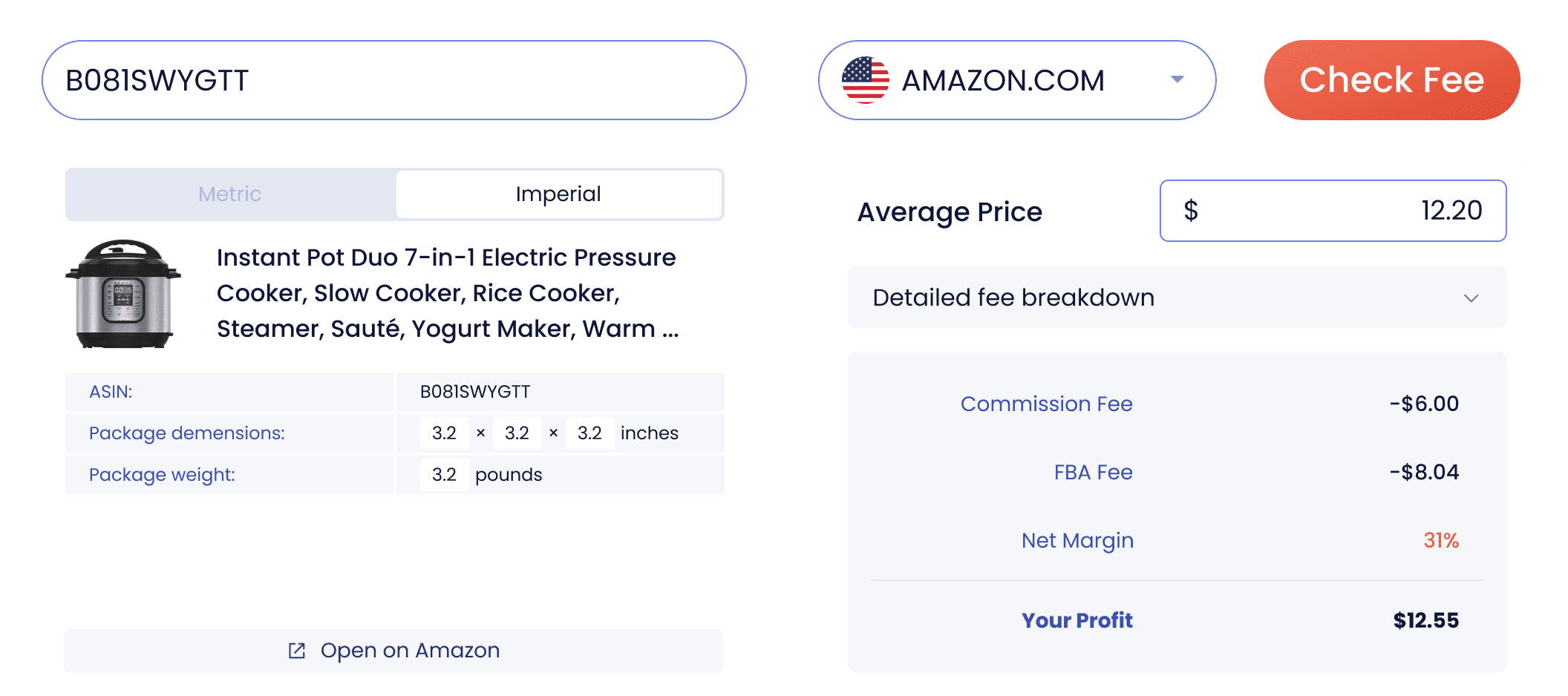 FBA calculator preview